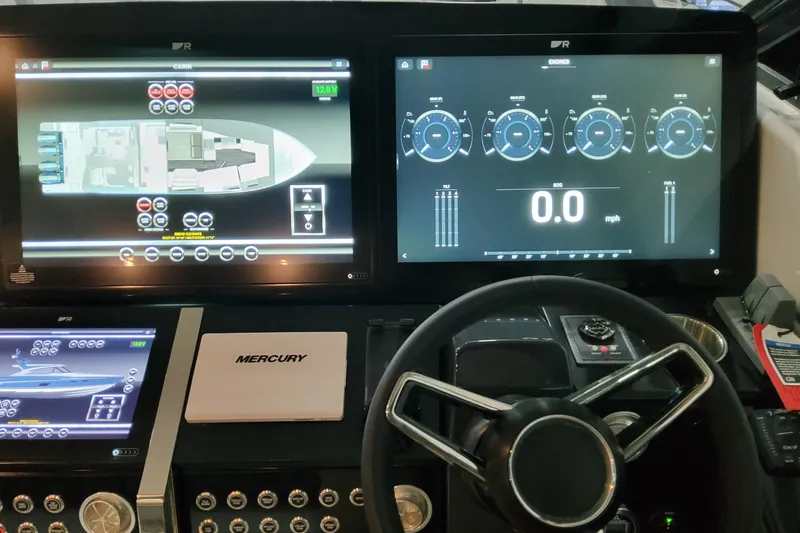Slide: The Image of Dashboard of 2026 Formula 500 Super Sport Crossover with digital displays and steering wheel. - 17
