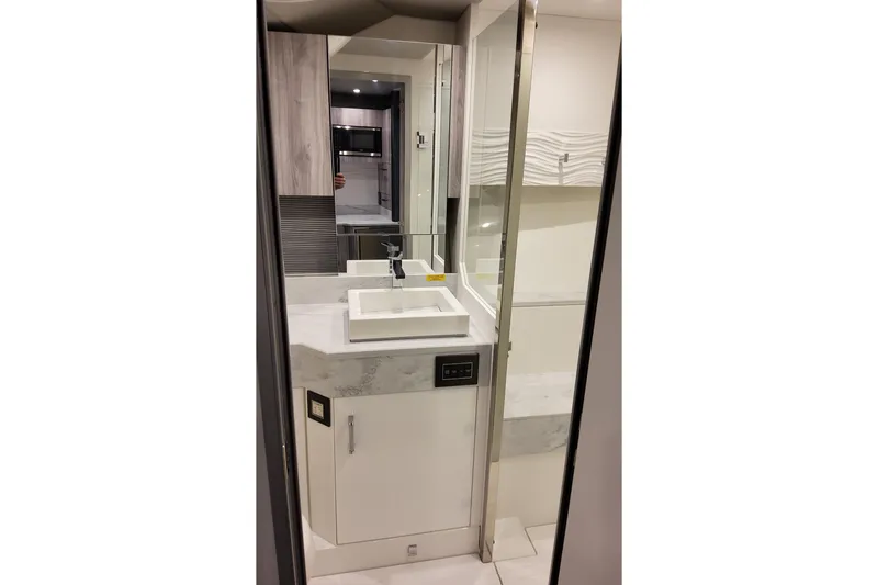 Slide: The Image of Modern bathroom interior in 2026 Formula 500 Super Sport Crossover yacht. - 38