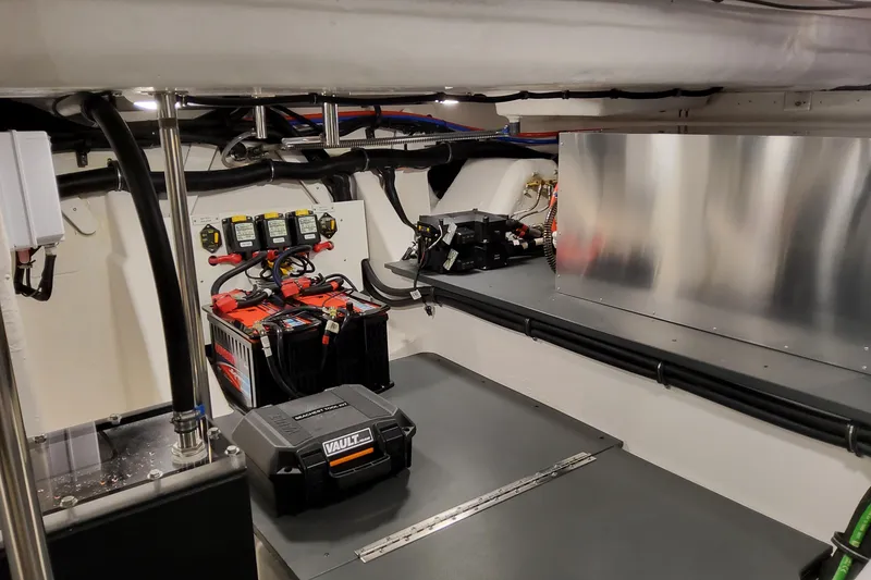 Slide: The Image of Engine room of 2026 Formula 500 Super Sport Crossover with batteries and equipment. - 55