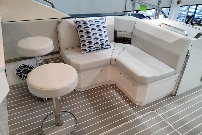 Slide: The Image of Luxurious seating area on 2026 Formula 500 Super Sport Crossover boat with plush cushions. - 9