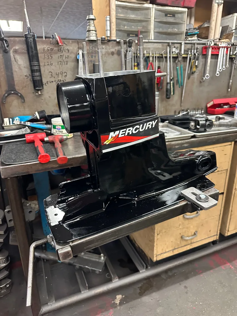 Slide: The Image of Mercury engine in workshop, suitable for 2001 Donzi Daytona 38 ZX. - 9