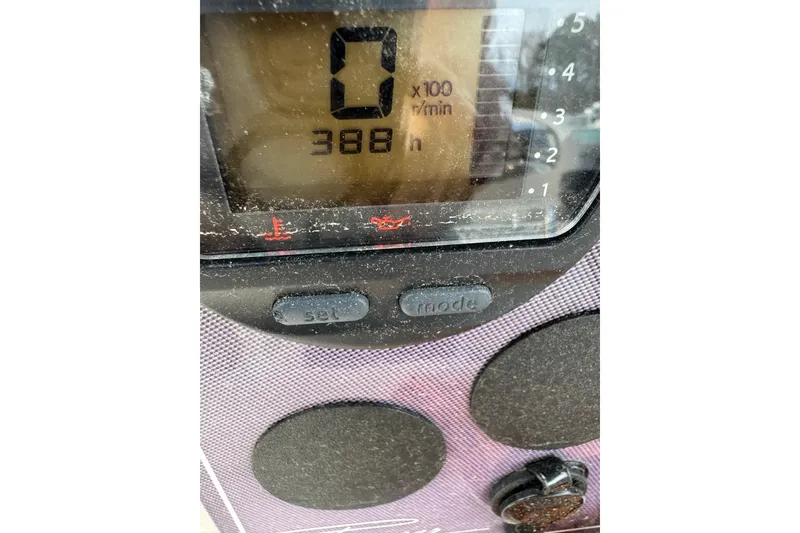 Slide: The Image of Close-up of a Pioneer 197 Sportfish 2013 boat dashboard displaying 388 hours. - 16