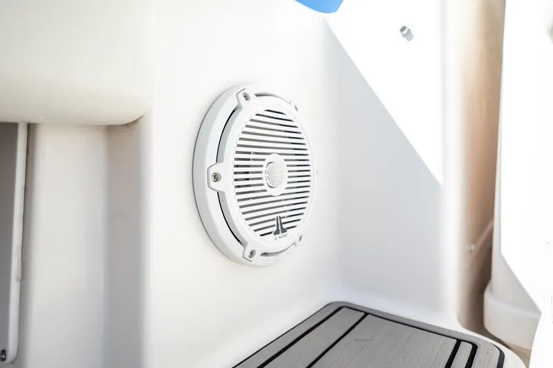 Slide: The Image of White speaker on 2005 Tiara Yachts 3200 Open, mounted on sleek interior panel. - 50