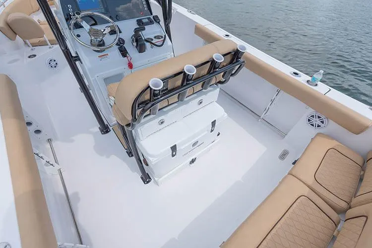 Slide: The Image of Interior view of Sportsman Heritage 231 Center Console boat, 2021 model. - 11