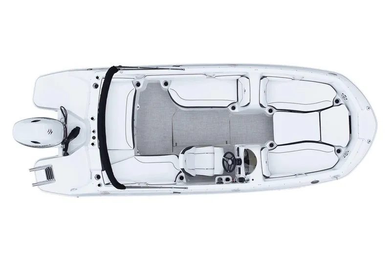 Slide: The Image of Manufacturer Provided Image: Aerial view of 2026 Stingray 182 SC boat, white design. - 15