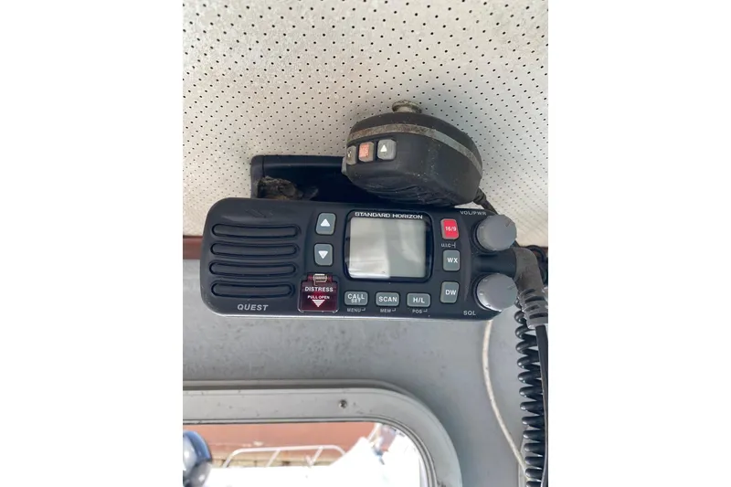 Slide: The Image of Standard Horizon radio equipment inside a 1985 SISU Lobster Boat, model 22'. - 14