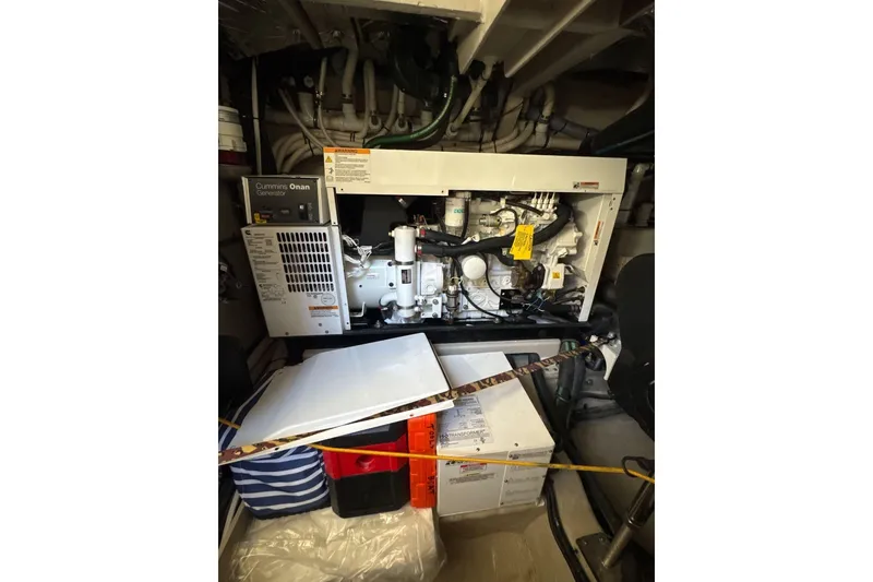 Slide: The Image of Cummins Onan generator in 2018 Sea Ray L590 Fly yacht engine room. - 18