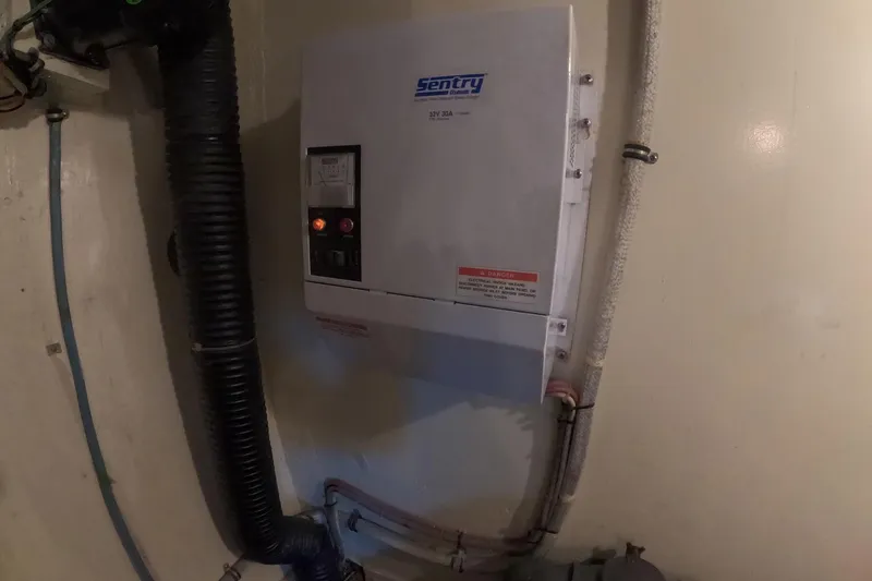 Slide: The Image of Electrical panel in 1987 Hatteras 54 Motor Yacht engine room. - 104