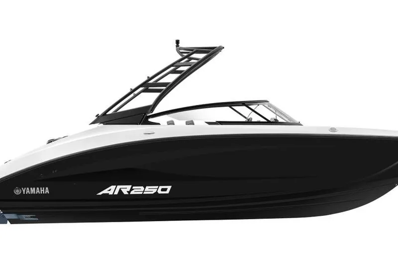 The Image of 2026 Yamaha Boats AR250, sleek black and white design, side view. - 0