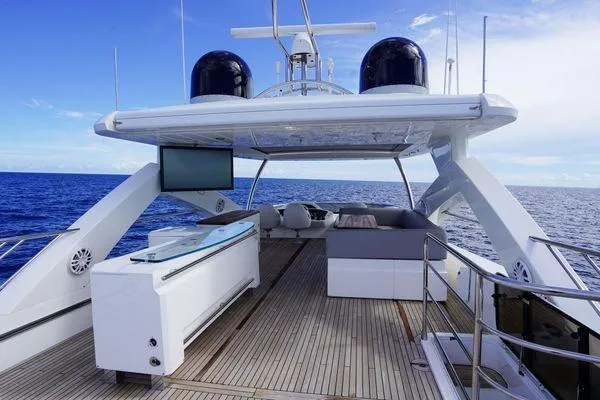 Slide: The Image of Luxurious 2012 Sunseeker 88 Yacht deck with seating and ocean view. - 10