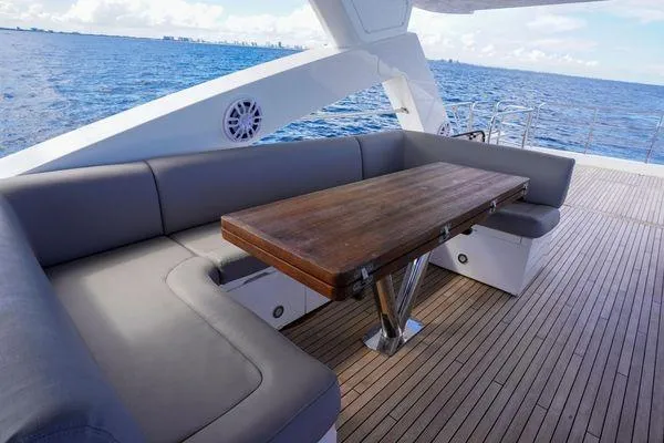 Slide: The Image of Luxurious Sunseeker 88 Yacht 2012 deck with elegant seating and ocean view. - 14