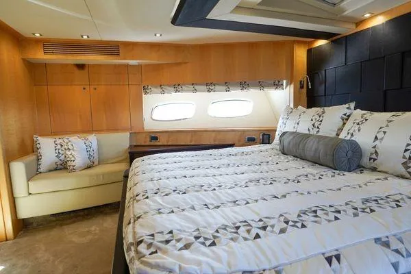 Slide: The Image of Luxurious Sunseeker 88 Yacht 2012 bedroom with elegant bedding and natural light. - 41