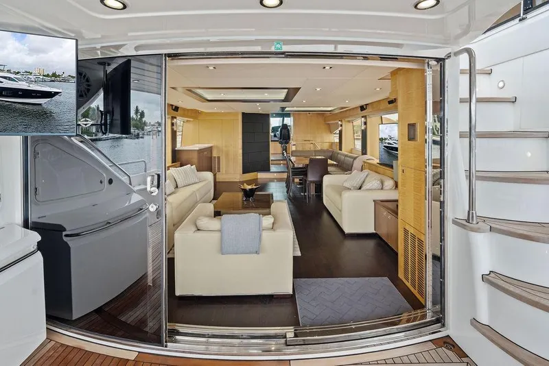 Slide: The Image of Luxurious interior of 2012 Sunseeker 88 Yacht with elegant seating and modern design. - 90