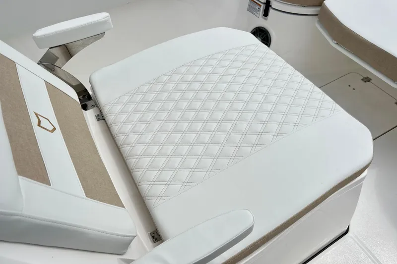 Slide: The Image of Luxurious seating on 2026 Sea Fox 268 Commander boat with diamond-stitched upholstery. - 12