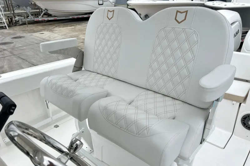 Slide: The Image of Luxury seating on 2026 Sea Fox 268 Commander boat with diamond-stitched upholstery. - 21