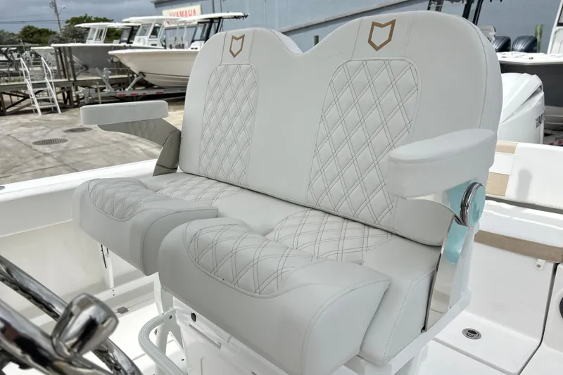 Slide: The Image of Luxury seating on 2026 Sea Fox 268 Commander boat, featuring diamond-stitched upholstery. - 33