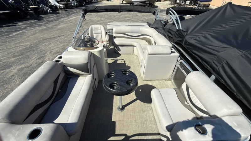 Slide: The Image of Interior view of a 2019 Quest Adventure 816 pontoon boat. - 6