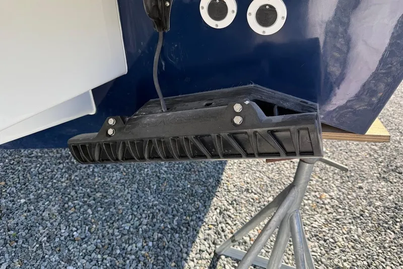 Slide: The Image of Steiger Craft 28 Annapolis 2026 boat hull with trim tab. - 7