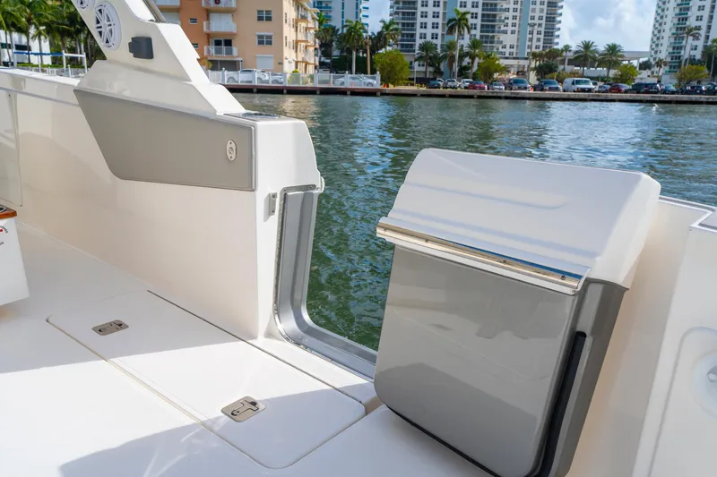 Slide: The Image of 2024 Tiara Yachts 43 LS boat deck with water view and modern design. - 41