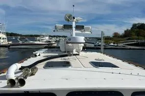 Slide: The Image of 1998 Eastern 35 Casco Bay boat docked in a marina under a clear sky. - 6