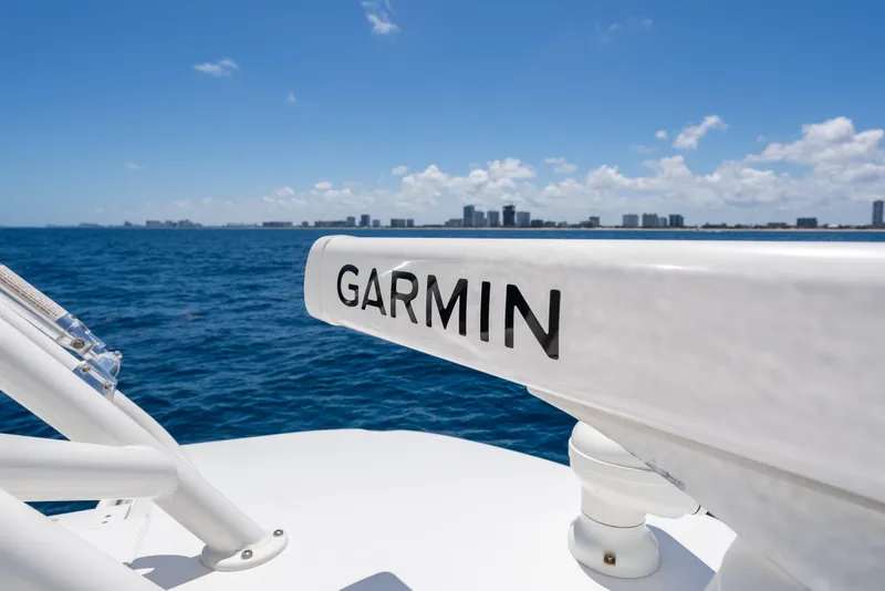 Slide: The Image of Boston Whaler 380 Outrage 2020 with Garmin equipment, ocean view in the background. - 30