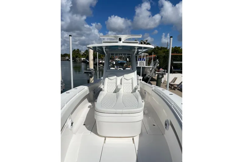 Slide: The Image of 2024 Invincible 36 Open Fisherman boat with sleek seating and modern design. - 23