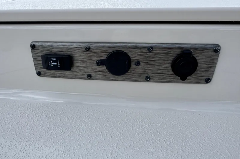 Slide: The Image of Control panel on 2022 Carolina Skiff 19 LS boat with trim switch and outlets. - 51
