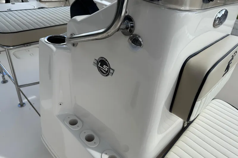 Slide: The Image of 2022 Carolina Skiff 19 LS boat interior with seating and console details. - 71
