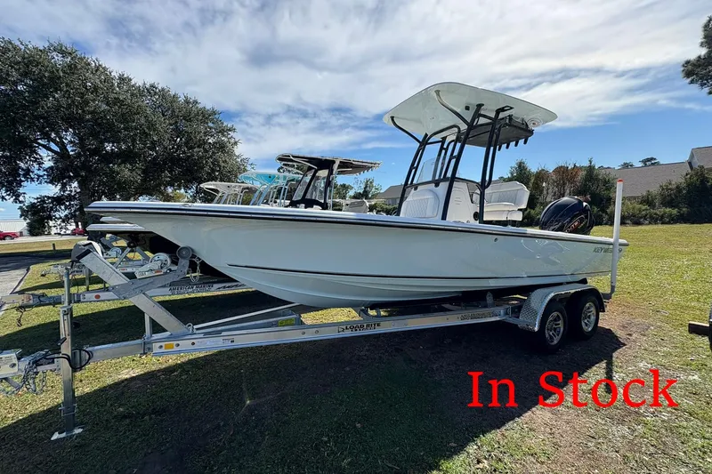 The Image of 2026 Key West 230 Bay Reef boat on trailer, available in stock. - 0