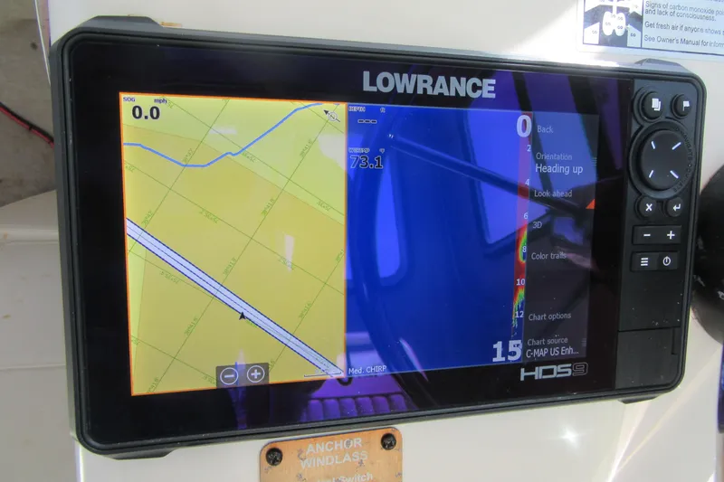 Slide: The Image of Lowrance HDS9 marine GPS display on 2006 Parker 2120 Sport Cabin boat. - 42