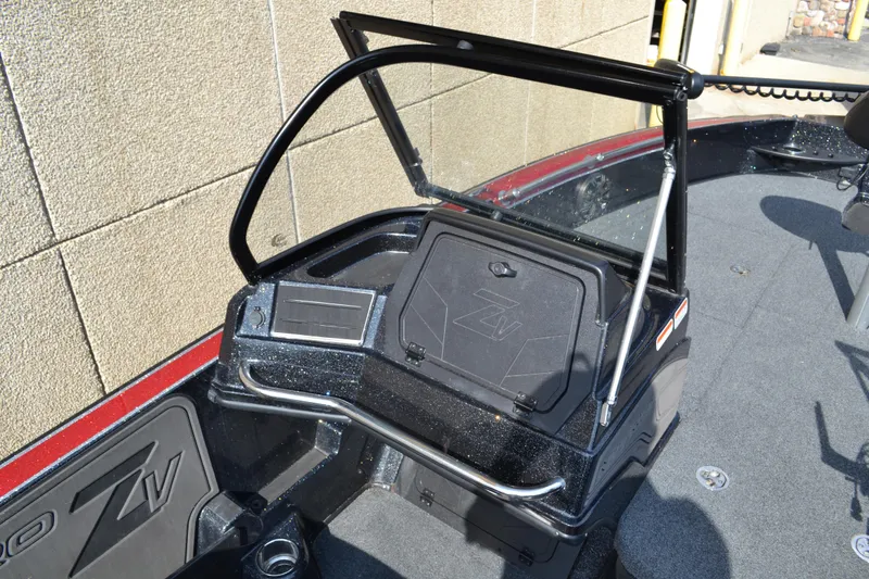 Slide: The Image of 2022 Nitro ZV20 boat interior with windshield and storage compartment. - 16