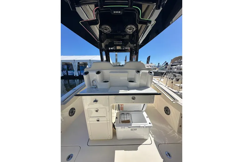 Slide: The Image of 2026 Scout 288 LXF boat interior with sleek design and modern amenities. - 5