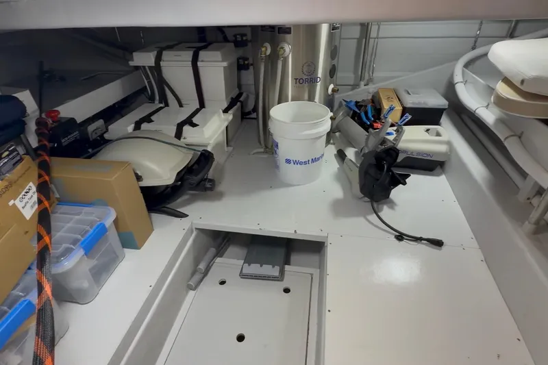 Slide: The Image of Storage area of 2021 Mikelson Gen II 43 SF yacht with equipment and supplies. - 15