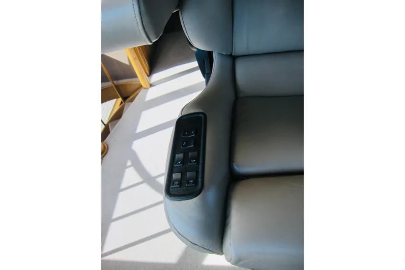Slide: The Image of Leather seat with control panel on Delta Marine Raised Pilothouse Motoryacht, 1999 model. - 25