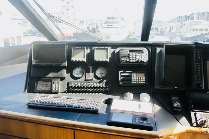Slide: The Image of Control panel of a 1999 Delta Marine Raised Pilothouse Motoryacht. - 27