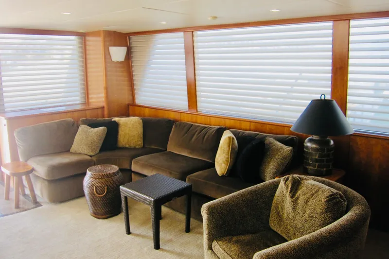 Slide: The Image of Luxurious interior of 1999 Delta Marine Raised Pilothouse Motoryacht with plush seating and elegant decor. - 42