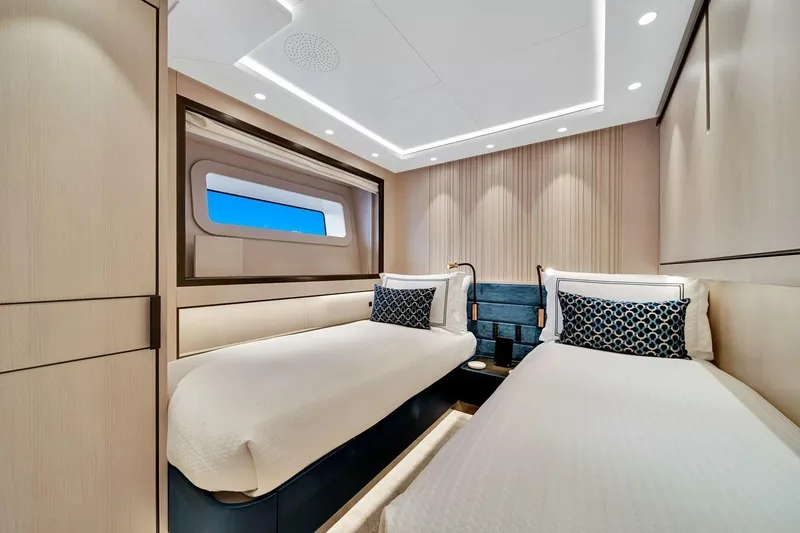 Slide: The Image of Luxurious twin cabin interior on 2024 Baglietto DOM 133 yacht. - 104