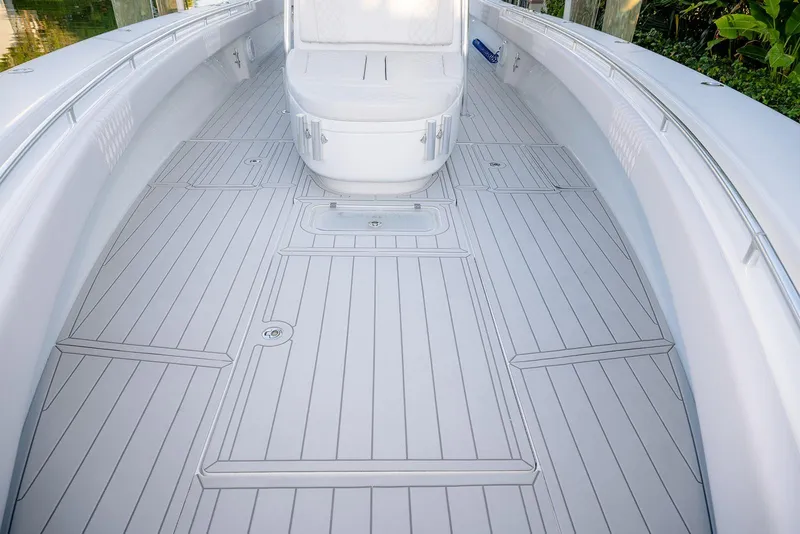 Slide: The Image of 2020 Contender 44 ST boat deck with sleek, modern design and spacious seating. - 23