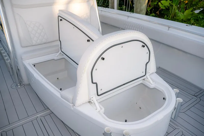 Slide: The Image of Open storage compartments on a 2020 Contender 44 ST boat deck. - 29