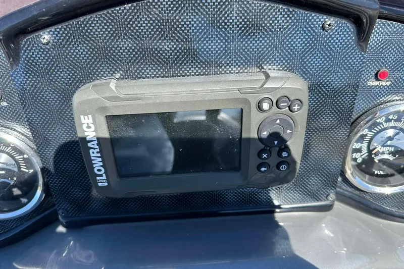 Slide: The Image of Dashboard of 2020 G3 Sportsman 1610 Camo with Lowrance fish finder. - 22