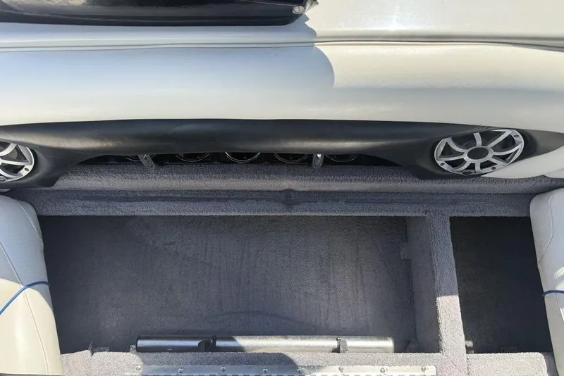 Slide: The Image of Interior view of a 2008 Malibu Sunscape 23 LSV boat with speaker system. - 24