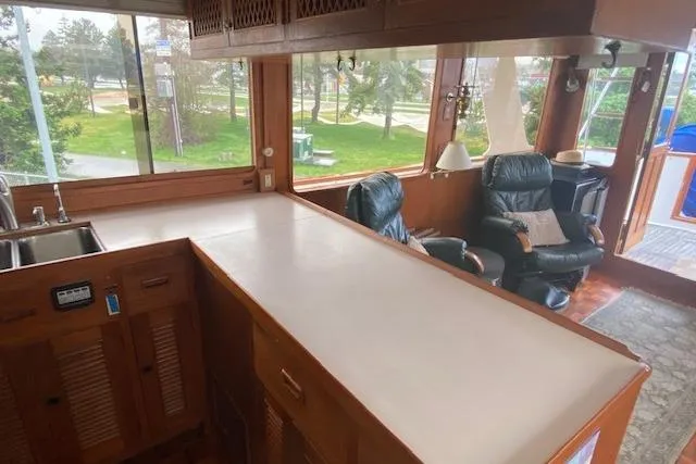 Slide: The Image of Interior of 1980 Ocean Alexander 50 Mark I yacht with seating and counter space. - 10