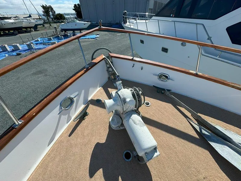 Slide: The Image of Deck of 1980 Ocean Alexander 50 MK1 yacht with anchor and winch system. - 46