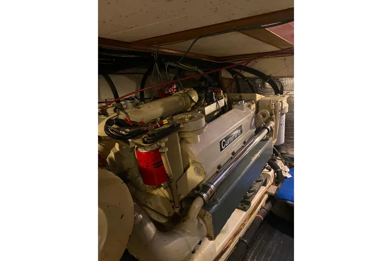 Slide: The Image of Engine room of 1980 Ocean Alexander 50 Mark I with Cummins engine. - 59