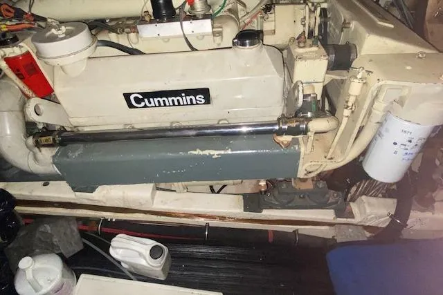 Slide: The Image of Engine compartment of a 1980 Ocean Alexander 50 Mark I with Cummins engine. - 70
