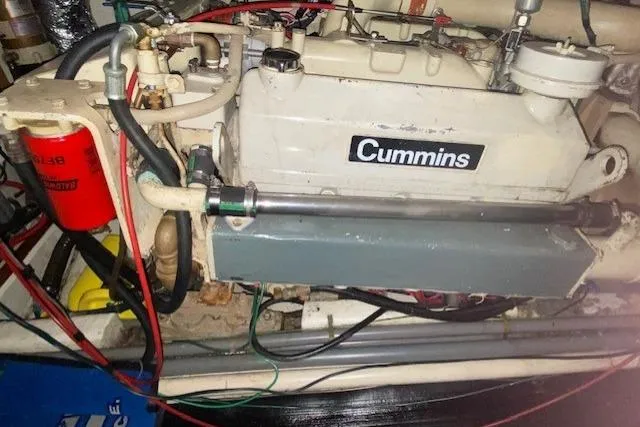 Slide: The Image of Engine compartment of 1980 Ocean Alexander 50 Mark I with Cummins engine. - 72