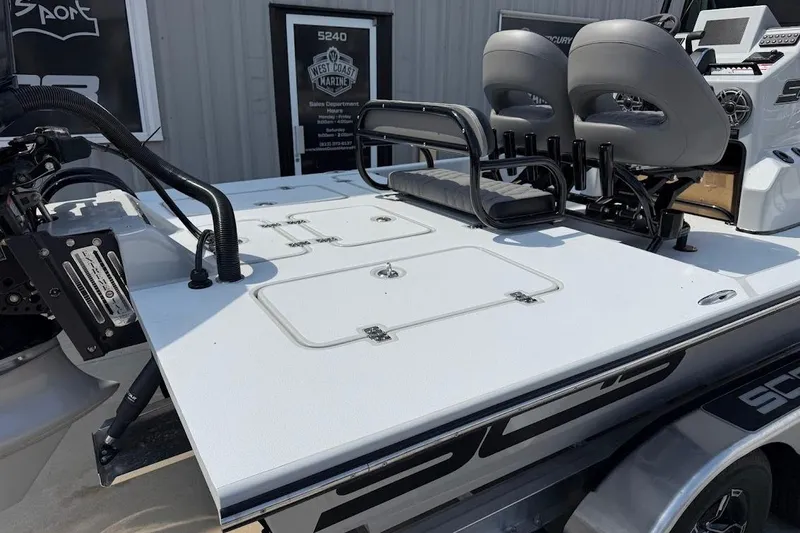 Slide: The Image of 2026 SCB S22 boat deck with seating and storage compartments. - 10