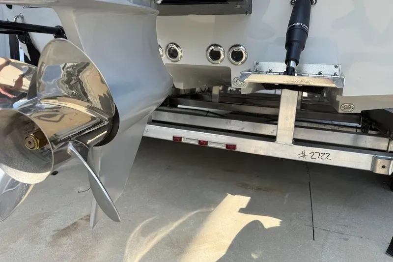 Slide: The Image of Close-up of a 2026 SCB S22 boat propeller and trailer detail. - 14
