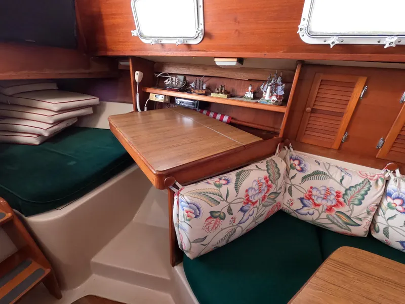 Slide: The Image of Interior of a 1982 Irwin 34 Citation yacht with wooden furnishings. - 8