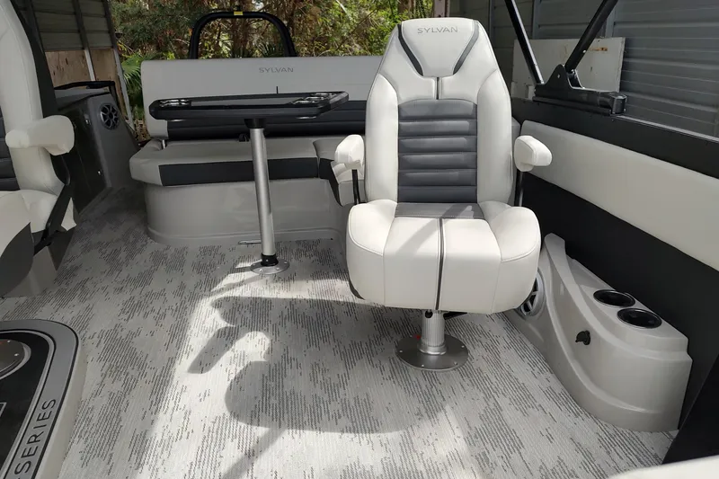 Slide: The Image of Luxurious interior of 2026 Sylvan G3 CLZ DH boat with plush seating and modern design. - 19